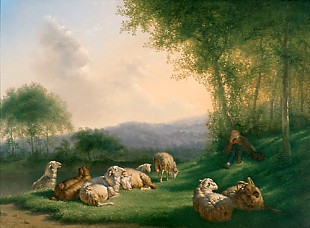 Balthasar Paul Ommeganck - Evening mood on the sheep meadow