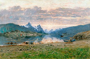 Adelsteen Normann - Evening mood over Norwegian fjord