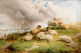 Thomas Sidney Cooper - Resting flock of sheep