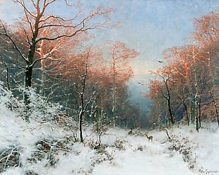 Heinrich (Henri) Gogarten - Evening in the forest in winter