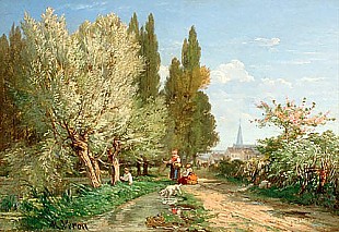 Alexandre René Véron - Idyll at the edge of the village in summer