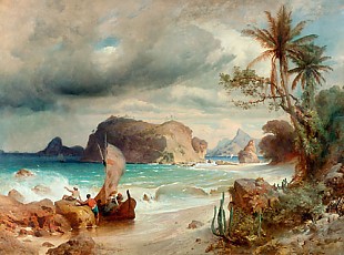 Ferdinand Keller - Brasilian landscape at a coast