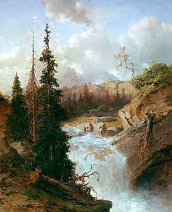 Albert Zimmermann - Waterfall in the high mountain region