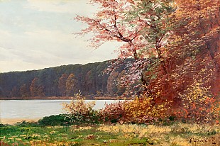 Rudolf Hellgrewe - Evening mood at a lake