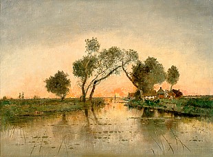 Karl Heffner - Evening setting at a quiet lake