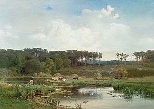Max Schmidt - Landscape with lake and cows
