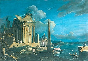 Antonio de Pian - Venecian coastscene with temple ruins
