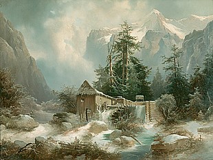 Heinrich Fischer - Mill in a mountain valley