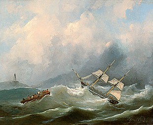 Govert van Emmerik - Sail ship on stormy sea