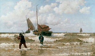 Heinrich Heimes - The arrival of the fisher boats