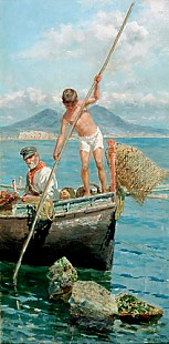 Eduardo Matania - Fisherman in the gulf of Naples