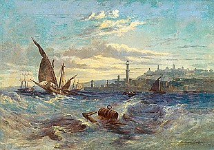 Carl Saltzmann - Ships at the turkish coast