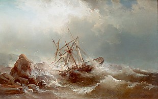 Wilhelm Krause - Shipwreck at a rock coast