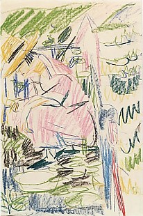 Ernst Ludwig Kirchner - Erna Kirchner sitting in the garden