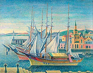 Edward WADSWORTH - Sailingboats in a southern port