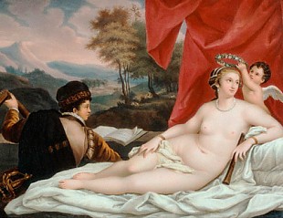 deutsch. Künstler - China painting, Venus with musican