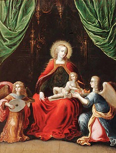 flämischer Meister - Madonna with Jesus child and angels