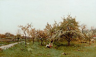 Ludwig Munthe - quiet spring afternoon in fruit orchard