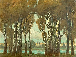 Ludwig Dill - Birch trees at the amper river