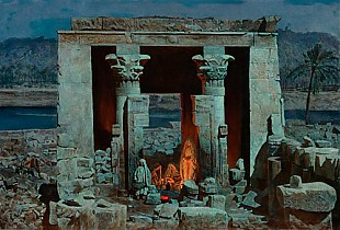 Monogrammist R. H. - Antique temple complex at the Nile by night