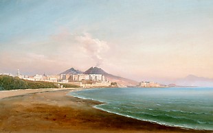 Gustav von Haugk - View of the bay of Naples and the Vesuvius