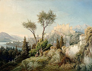 Österreichischer Landschaftsm - Salzburg,view from Kapuziner hill