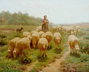 Franz de Beul - Summerday at a willow of sheep