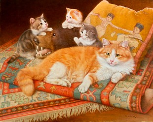 Wilhelm Schwar - Mother cat and her babies