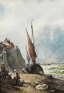 Theodor Weber - Ships in roadstead at Boulogne