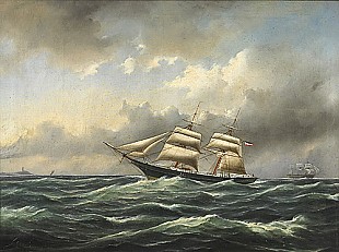 Govert van Emmerik - Brig at open sea