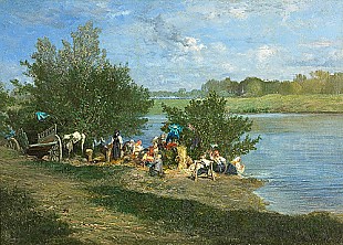Alexandre René Véron - Washwomen at a river