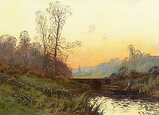 Eugen Galien-Laloue - autumn evening at the river