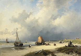 Charles Leickert - Fishermen at the beach