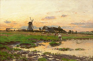 Arthur Wansleben - Windmill at sunset