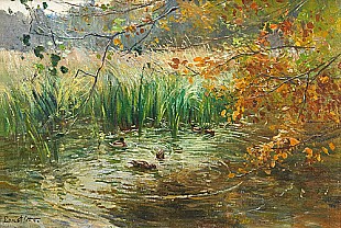 Ernst Otto - Ducks in an autumn lake
