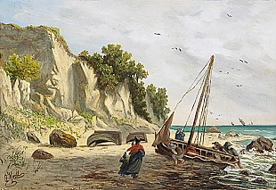Oskar Kroll - Fishermen at the coast of Rügen
