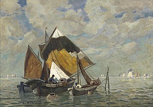 Ludwig Dill - Venetian fishermen