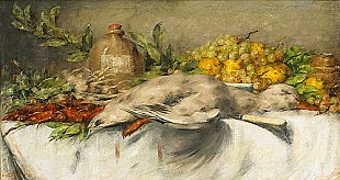 Alfred Verhaeren - Kitchen still life with duck and fruits