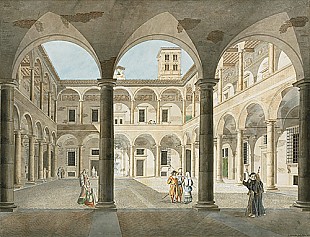 Johann Gottfried Gutensohn - View of the court of Santo Spirito in Rom