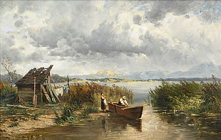 Eduard Bitterlich - Fisherfamily at the summery Chiemsee