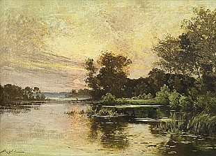 Albert Gabriel Rigolot - Sunset at a river
