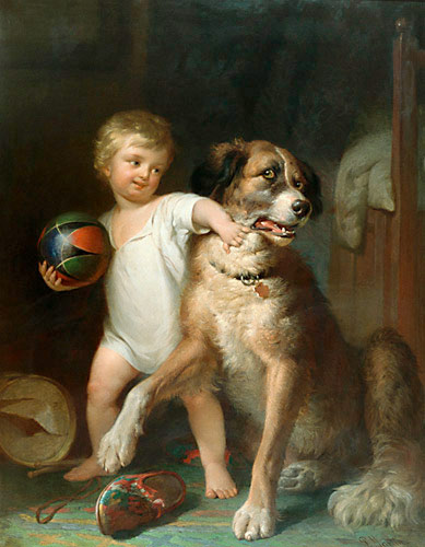 Paul Martin - Lad with a dog playing
