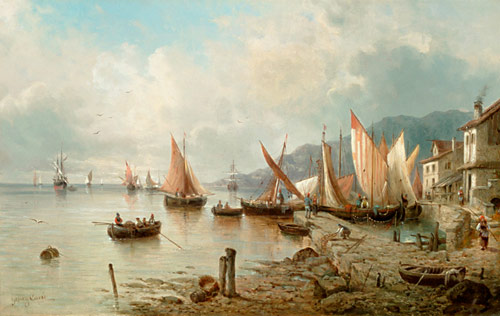 Julius Karl Rose,pseudonym Georg Careé - Landing stage with ships