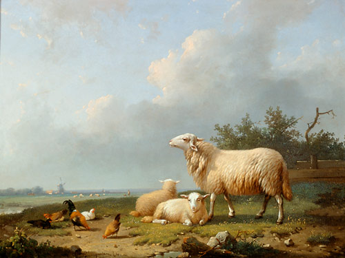 Cornelis van Leemputten - Meadow scene in Belgian landscape