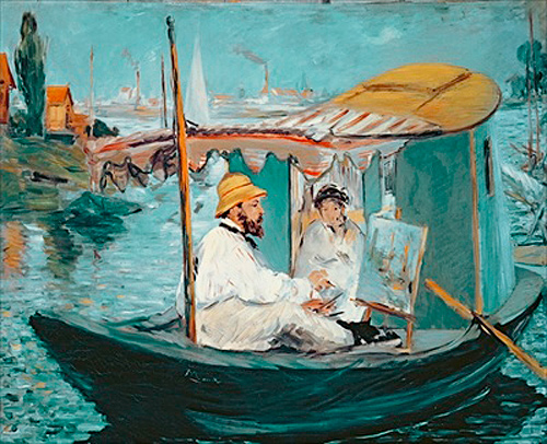 Edouard Manet - Monet in his Floating Studio