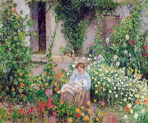 Camille Pissarro - Mother and Child in the Flowers