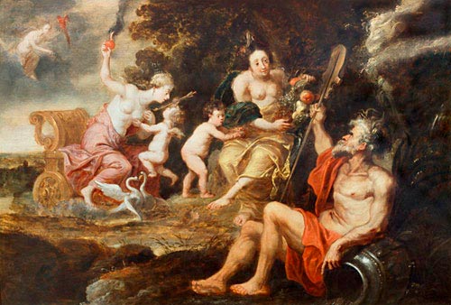 Erasmus Quellinus - Mythological scene with Diana and Neptune