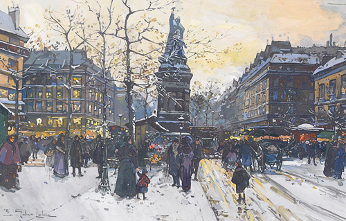 Eugen Galien-Laloue - Paris, Winterevening 