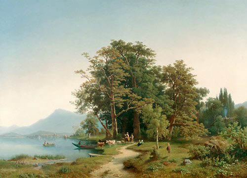 Heinrich Steinike - Partie at a Bavarian lake in the mountains (probably Chiemsee)