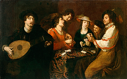 Theodor Rombouts - Party with card game playing music